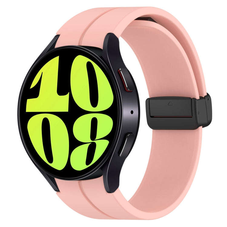 For Samsung Galaxy Watch 6 / 6 Classic Magnetic Folding Black Buckle Silicone Watch Band(Light Pink)