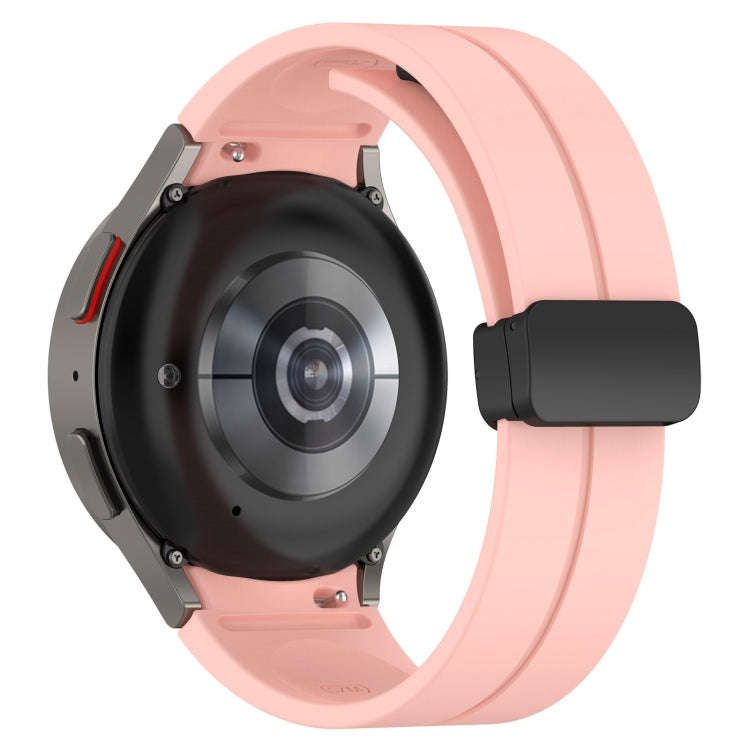 For Samsung Galaxy Watch 6 / 6 Classic Magnetic Folding Black Buckle Silicone Watch Band(Light Pink)