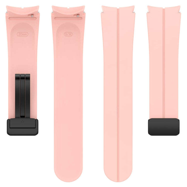 For Samsung Galaxy Watch 6 / 6 Classic Magnetic Folding Black Buckle Silicone Watch Band(Light Pink)