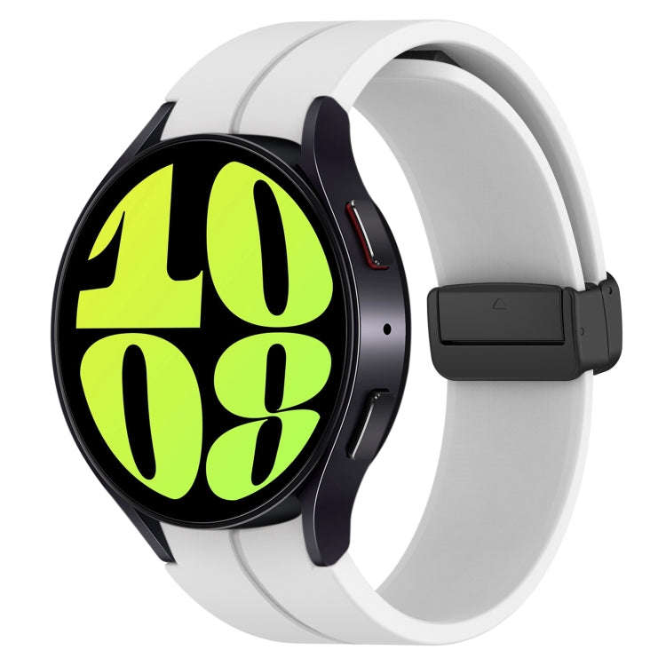 For Samsung Galaxy Watch 6 / 6 Classic Magnetic Folding Black Buckle Silicone Watch Band(White)
