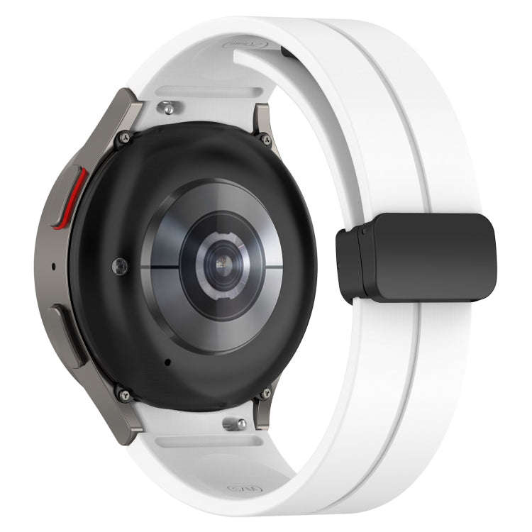 For Samsung Galaxy Watch 6 / 6 Classic Magnetic Folding Black Buckle Silicone Watch Band(White)
