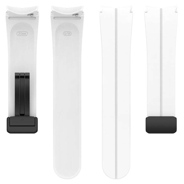 For Samsung Galaxy Watch 6 / 6 Classic Magnetic Folding Black Buckle Silicone Watch Band(White)