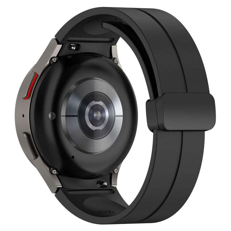 For Samsung Galaxy Watch 6 / 6 Classic Magnetic Folding Black Buckle Silicone Watch Band(Black)