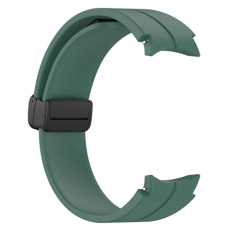 For Samsung Galaxy Watch 6 / 6 Classic Magnetic Folding Black Buckle Silicone Watch Band(Dark Green)