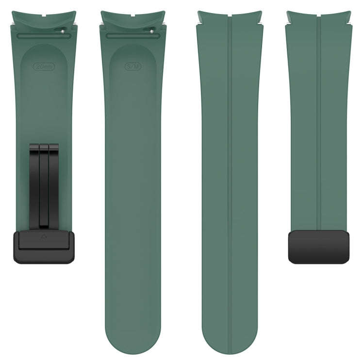 For Samsung Galaxy Watch 6 / 6 Classic Magnetic Folding Black Buckle Silicone Watch Band(Dark Green)