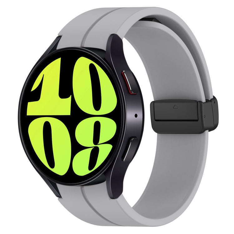 For Samsung Galaxy Watch 6 / 6 Classic Magnetic Folding Black Buckle Silicone Watch Band(Light Grey)