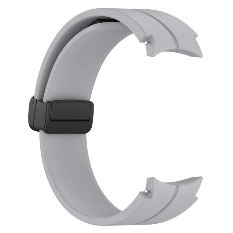 For Samsung Galaxy Watch 6 / 6 Classic Magnetic Folding Black Buckle Silicone Watch Band(Light Grey)