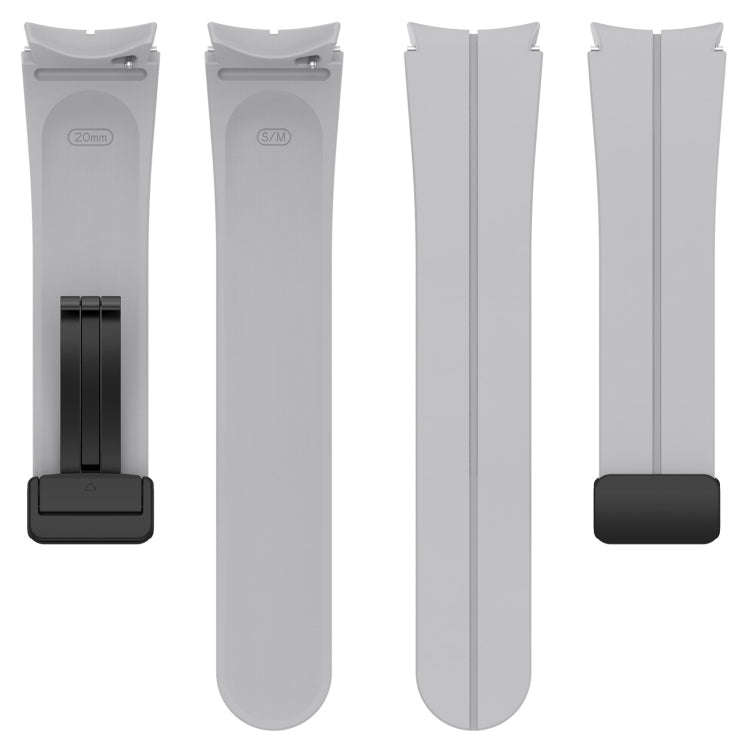 For Samsung Galaxy Watch 6 / 6 Classic Magnetic Folding Black Buckle Silicone Watch Band(Light Grey)