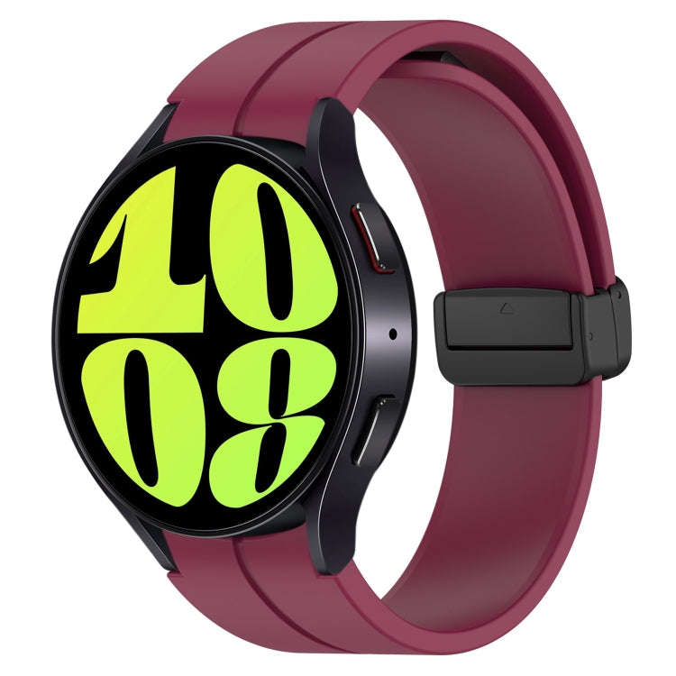 For Samsung Galaxy Watch 6 / 6 Classic Magnetic Folding Black Buckle Silicone Watch Band(Wine Red)