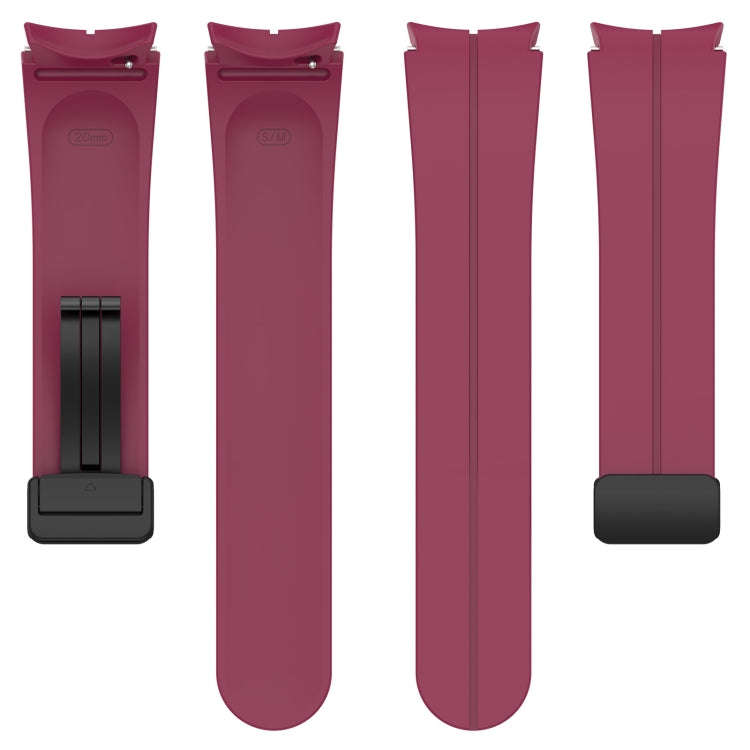 For Samsung Galaxy Watch 6 / 6 Classic Magnetic Folding Black Buckle Silicone Watch Band(Wine Red)