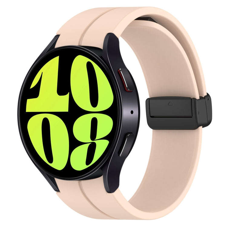 For Samsung Galaxy Watch 6 / 6 Classic Magnetic Folding Black Buckle Silicone Watch Band(Pink)
