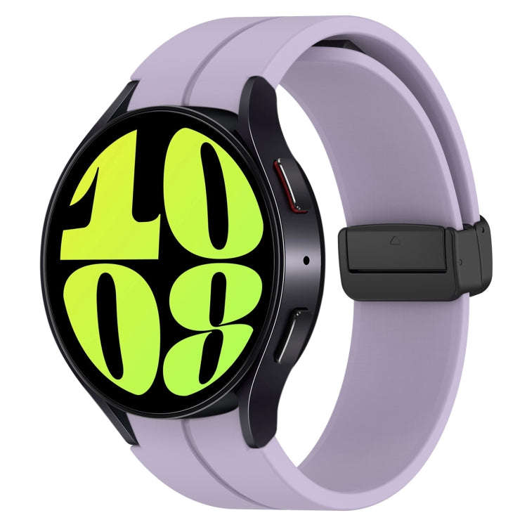 For Samsung Galaxy Watch 6 / 6 Classic Magnetic Folding Black Buckle Silicone Watch Band(Purple)