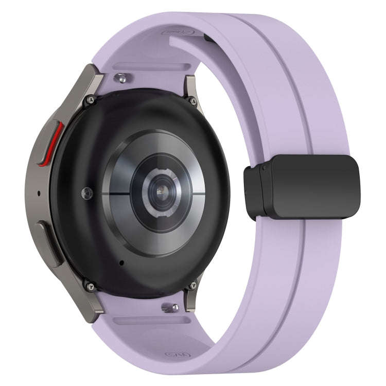 For Samsung Galaxy Watch 6 / 6 Classic Magnetic Folding Black Buckle Silicone Watch Band(Purple)
