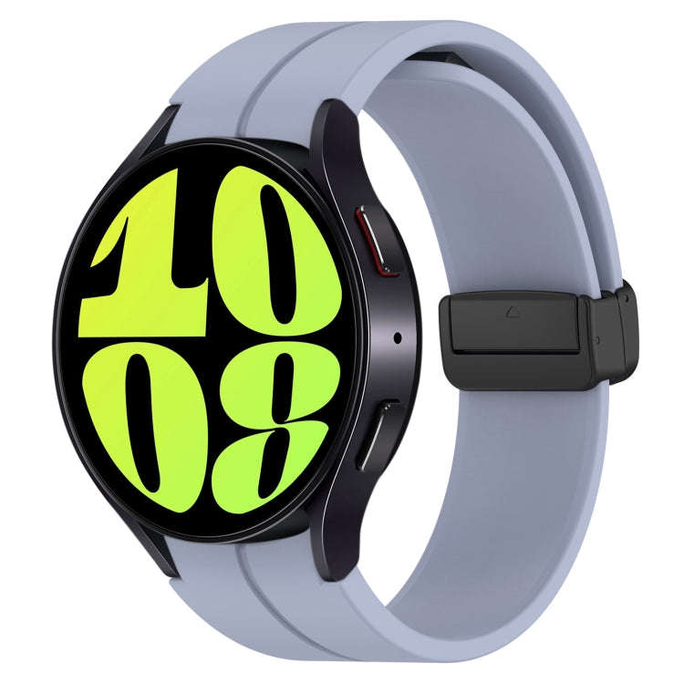 For Samsung Galaxy Watch 6 / 6 Classic Magnetic Folding Black Buckle Silicone Watch Band(Light Blue)