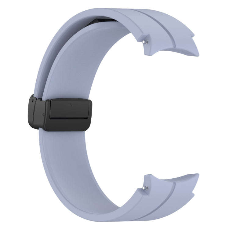 For Samsung Galaxy Watch 6 / 6 Classic Magnetic Folding Black Buckle Silicone Watch Band(Light Blue)