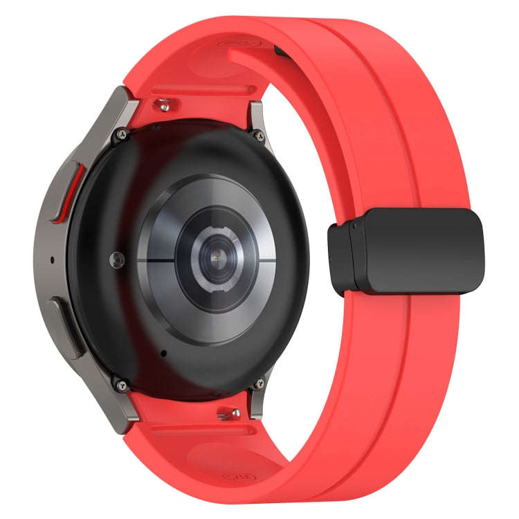 For Samsung Galaxy Watch 6 / 6 Classic Magnetic Folding Black Buckle Silicone Watch Band(Red)
