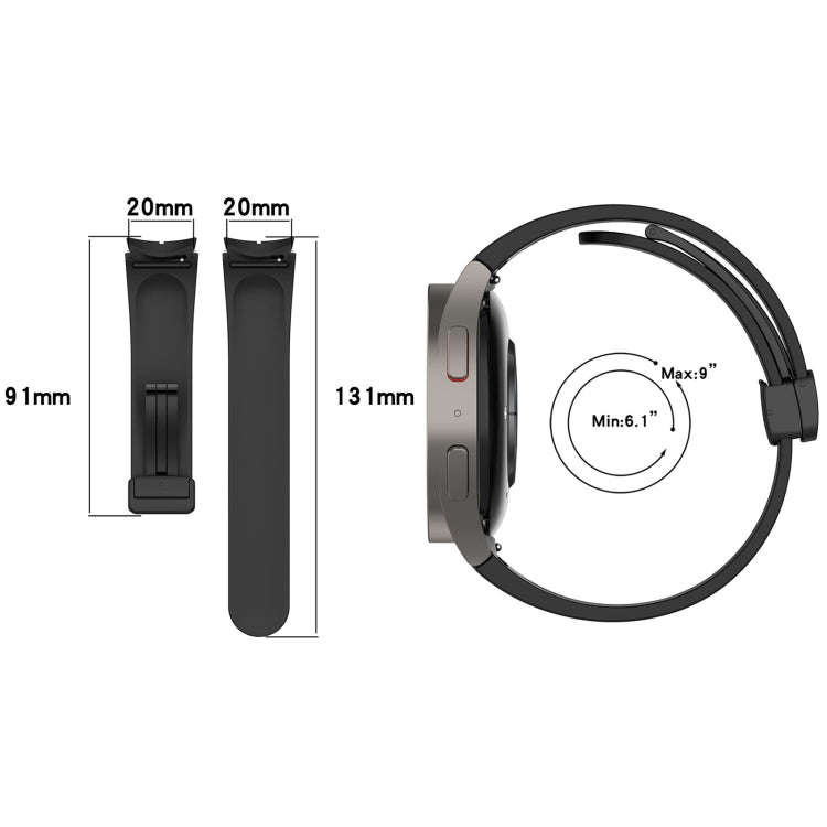 For Samsung Galaxy Watch 6 / 6 Classic Magnetic Folding Black Buckle Silicone Watch Band(Blue)