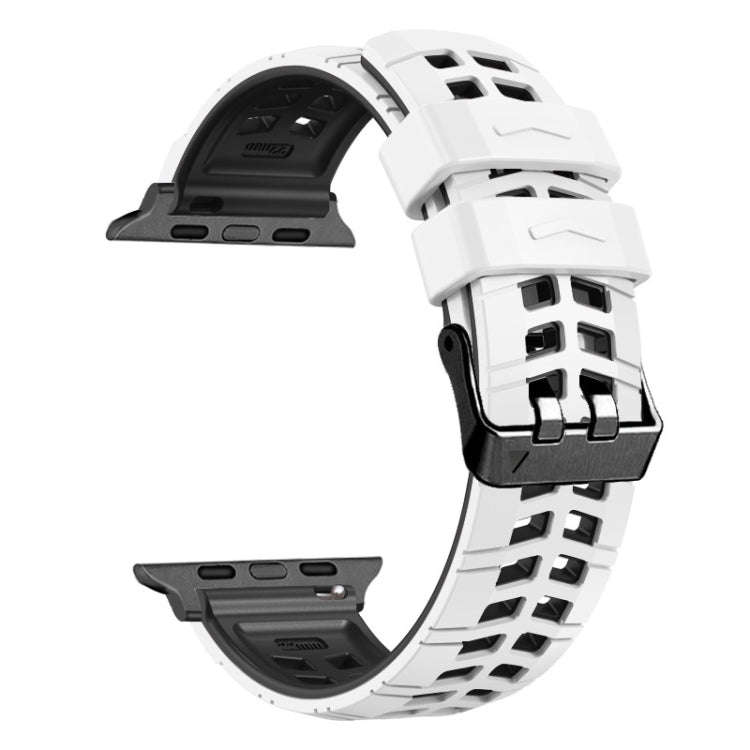 For Apple Watch 38mm Twill Dual-row Buckle Silicone Watch Band(White Black)