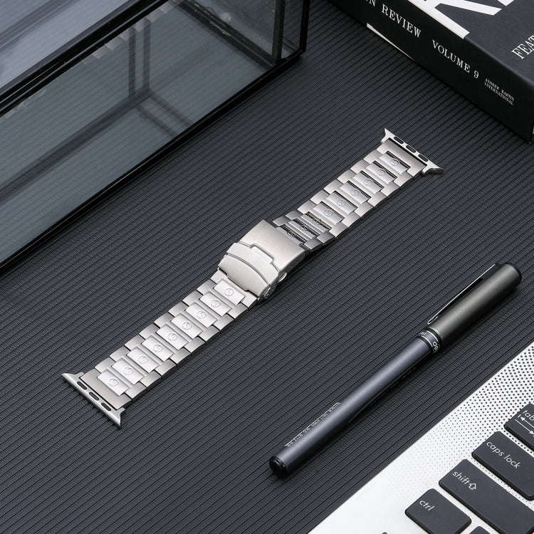 For Apple Watch Series 8 41mm Safety Buckle Titanium Steel Watch Band(Silver)