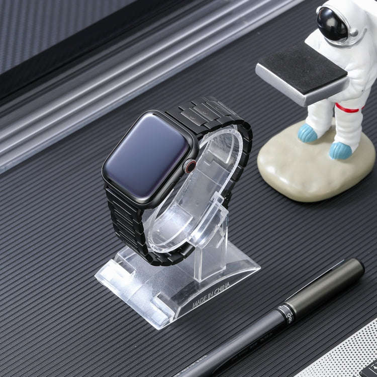 For Apple Watch SE 2022 44mm Safety Buckle Titanium Steel Watch Band(Black)