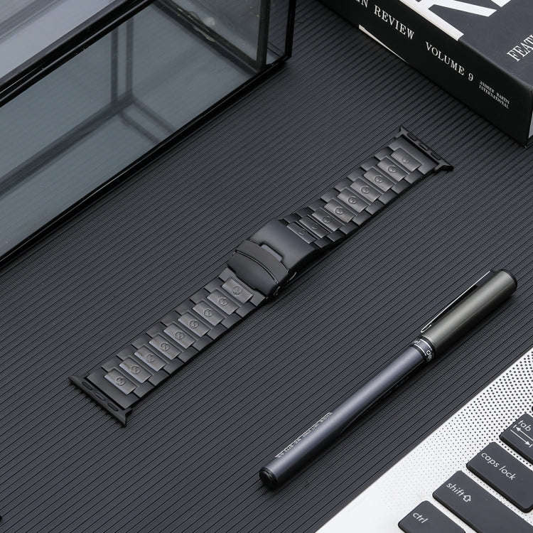 For Apple Watch Series 7 41mm Safety Buckle Titanium Steel Watch Band(Black)