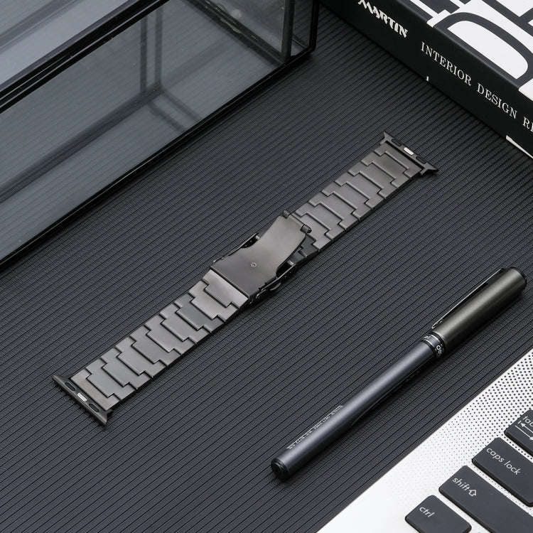 For Apple Watch Series 7 41mm Safety Buckle Titanium Steel Watch Band(Grey)