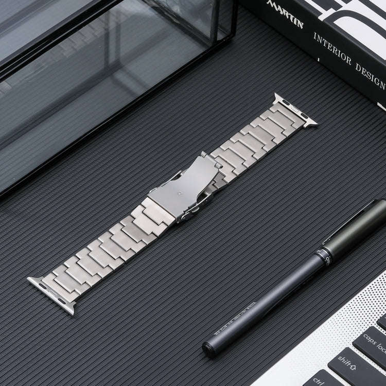 For Apple Watch Series 7 41mm Safety Buckle Titanium Steel Watch Band(Silver)
