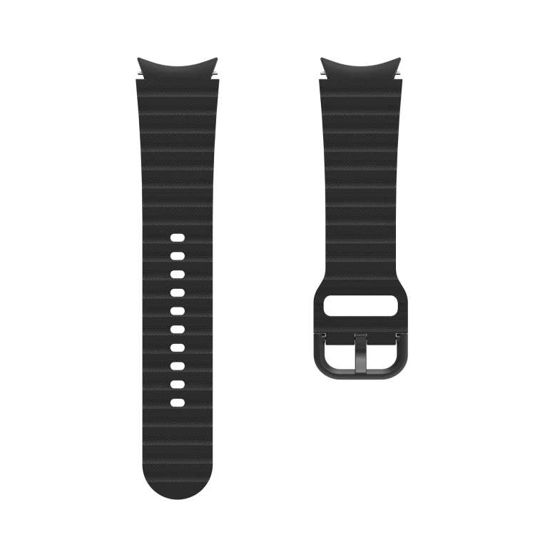 For Samsung Galaxy Watch 6 / 6 Classic Wave Dotted Pure Color Buckle Silicone Watch Band(Black)