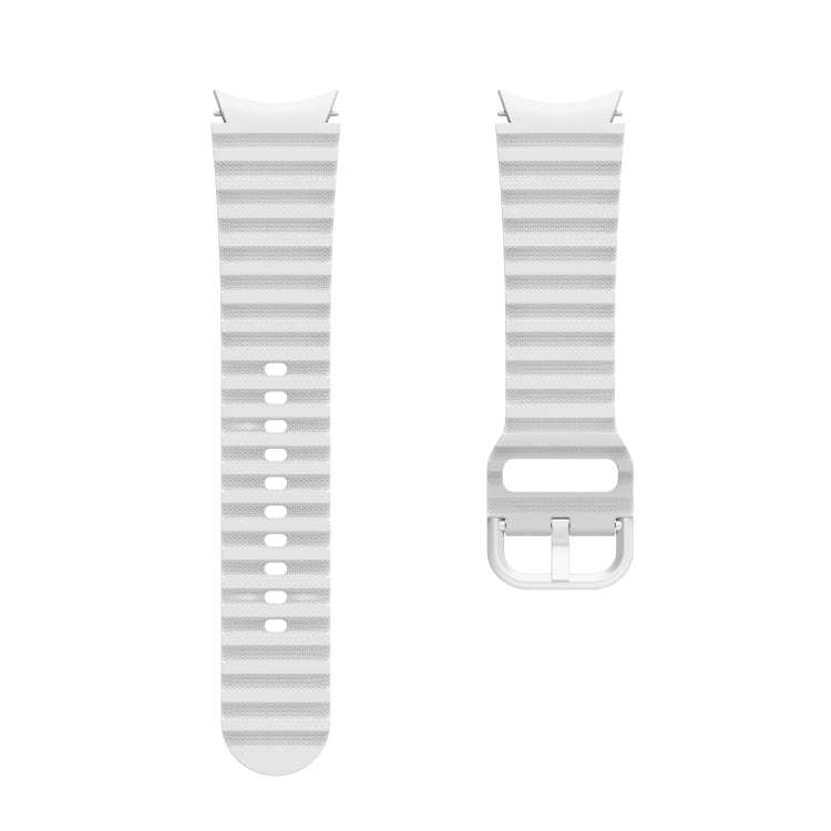 For Samsung Galaxy Watch 6 / 6 Classic Wave Dotted Pure Color Buckle Silicone Watch Band(White)