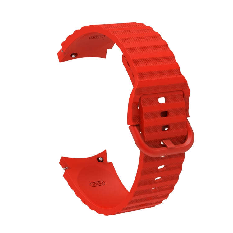 For Samsung Galaxy Watch 6 / 6 Classic Wave Dotted Pure Color Buckle Silicone Watch Band(Red)