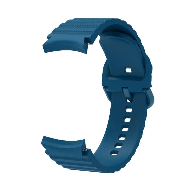 For Samsung Galaxy Watch 6 / 6 Classic Wave Dotted Pure Color Buckle Silicone Watch Band(Dark Blue)