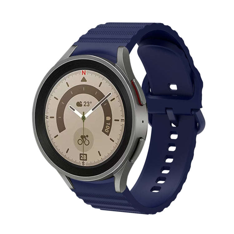 For Samsung Galaxy Watch 6 / 6 Classic Wave Dotted Pure Color Buckle Silicone Watch Band(Midnight...