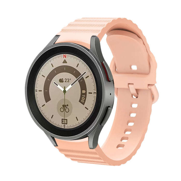 For Samsung Galaxy Watch 6 / 6 Classic Wave Dotted Pure Color Buckle Silicone Watch Band(Pink)