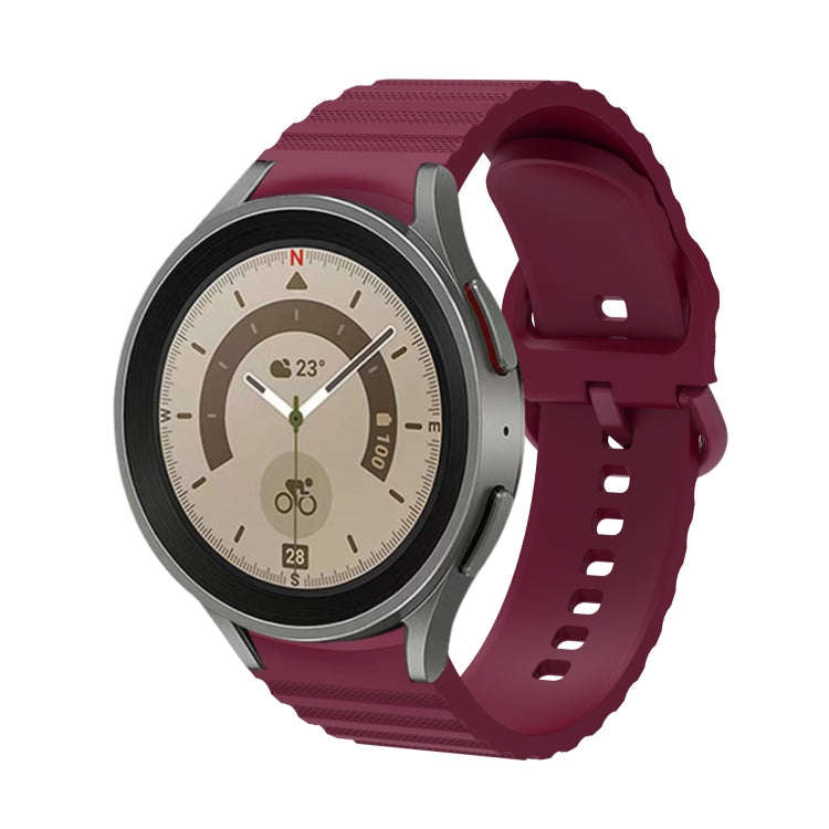 For Samsung Galaxy Watch 6 / 6 Classic Wave Dotted Pure Color Buckle Silicone Watch Band(Wine Red)