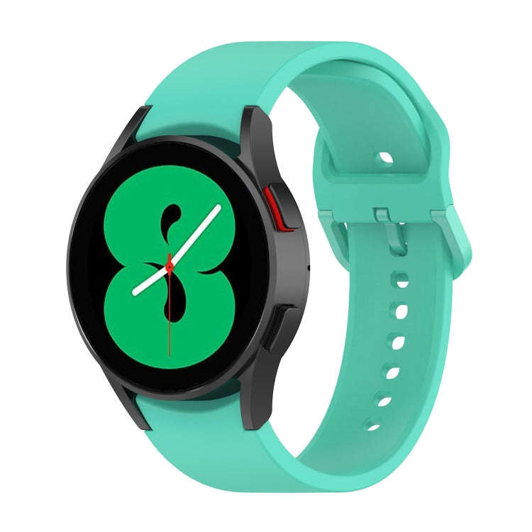 For Samsung Galaxy Watch 6 / 6 Classic Solid Color Buckle Silicone Watch Band, Size:S Size(Teal)