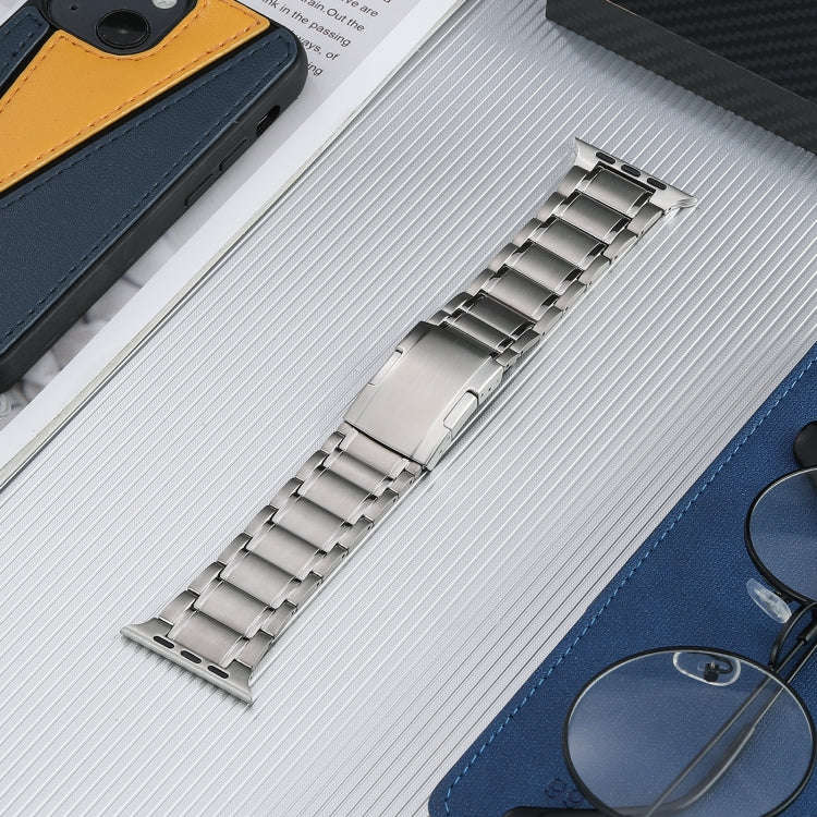 For Apple Watch Ultra 49mm Five Beads Turtle Buckle Titanium Steel Watch Band(Silver)