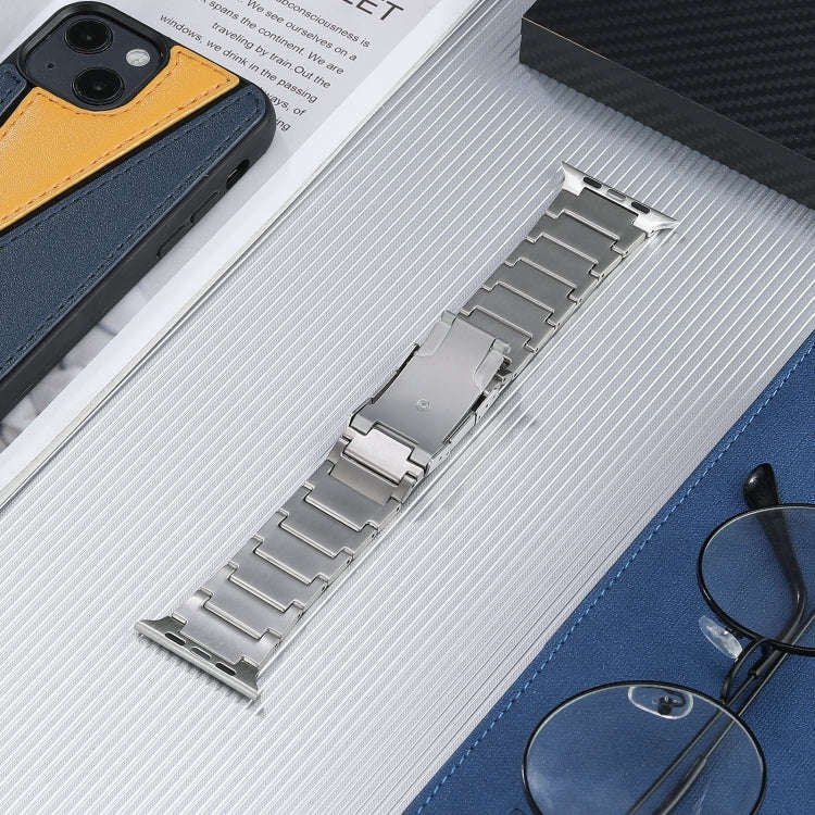 For Apple Watch Ultra 49mm Five Beads Turtle Buckle Titanium Steel Watch Band(Silver)