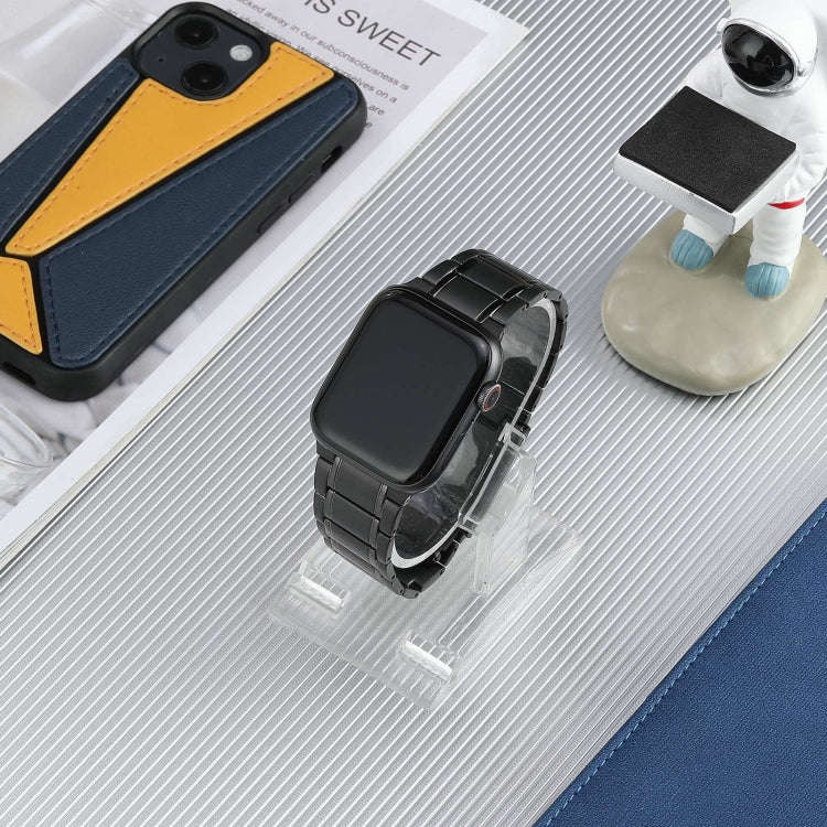 For Apple Watch Series 7 45mm Five Beads Turtle Buckle Titanium Steel Watch Band(Black)