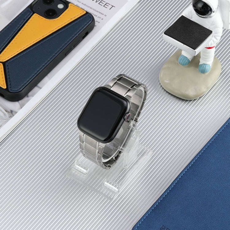 For Apple Watch Series 7 45mm Five Beads Turtle Buckle Titanium Steel Watch Band(Silver)