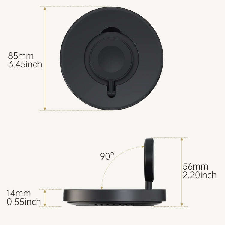 For Apple Watch V17A Foldable Magnetic Wireless Charger(Black)