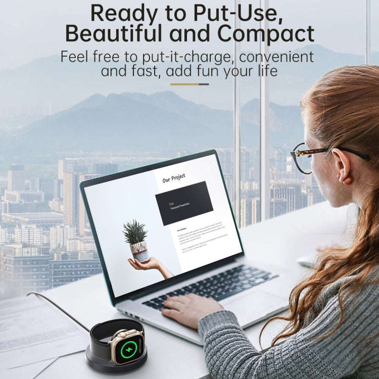 For Apple Watch V17A Foldable Magnetic Wireless Charger(Black)