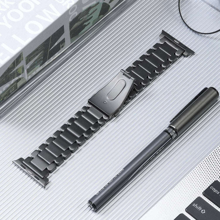 For Apple Watch Series 7 41mm Five Beads Titanium Steel Watch Band(Grey)