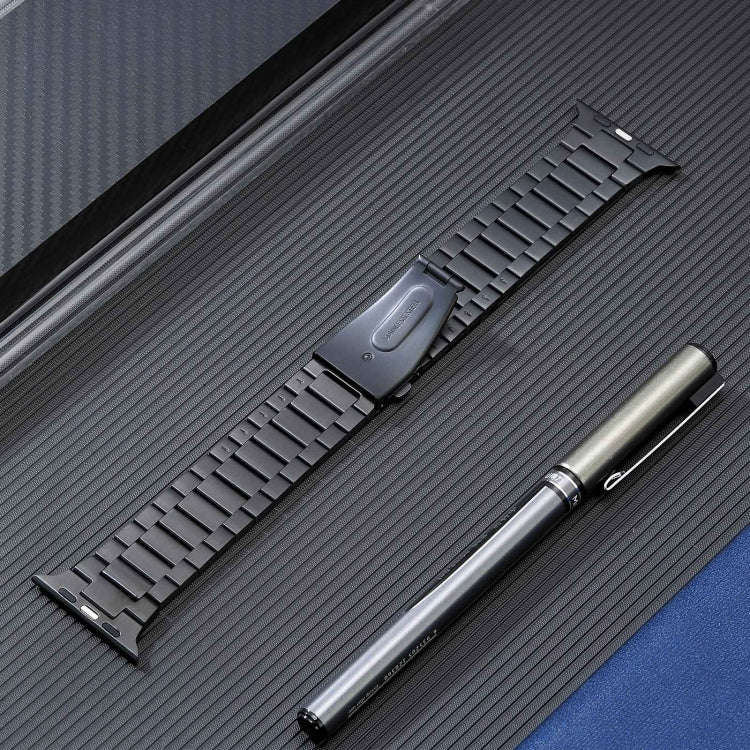 For Apple Watch Series 5 40mm Flat Buckle Stainless Steel Watch Band(Black)