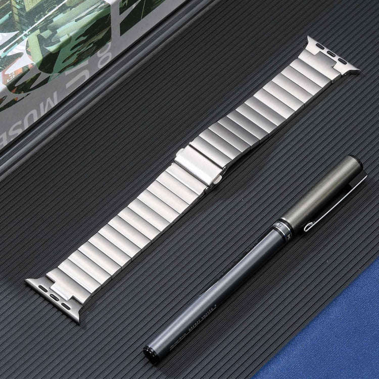 For Apple Watch Series 4 40mm Flat Buckle Stainless Steel Watch Band(Silver)