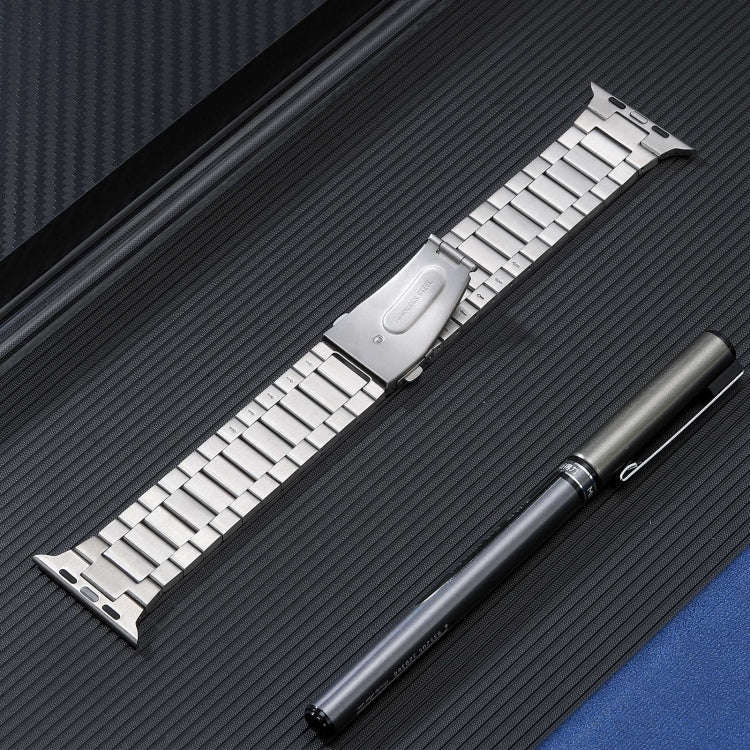 For Apple Watch Series 4 40mm Flat Buckle Stainless Steel Watch Band(Silver)