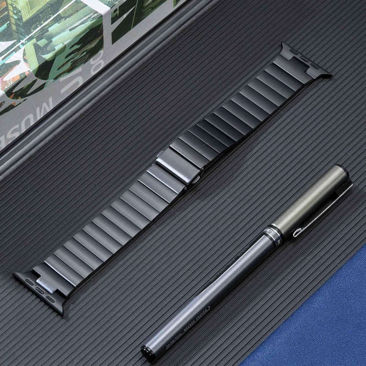 For Apple Watch Series 3 42mm Flat Buckle Stainless Steel Watch Band(Black)
