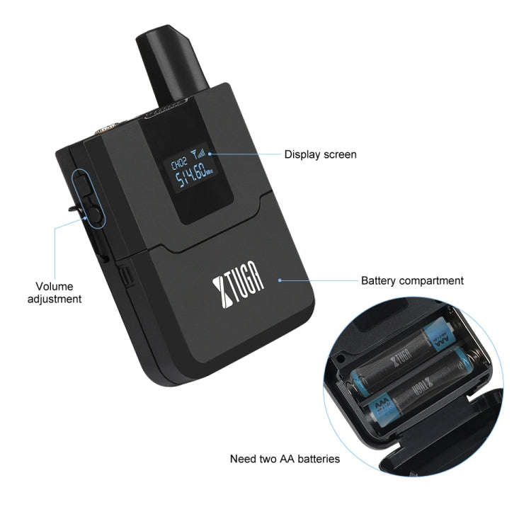 XTUGA A140-B Wireless Microphone System 4 BodyPack Headset Lavalier Microphone(US Plug)
