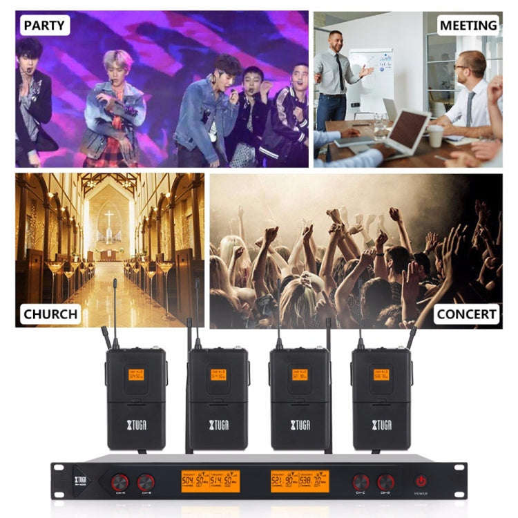 XTUGA A400-HB Professional 4-Channel UHF Wireless Microphone System with 2 Handheld & 2 Headset M...
