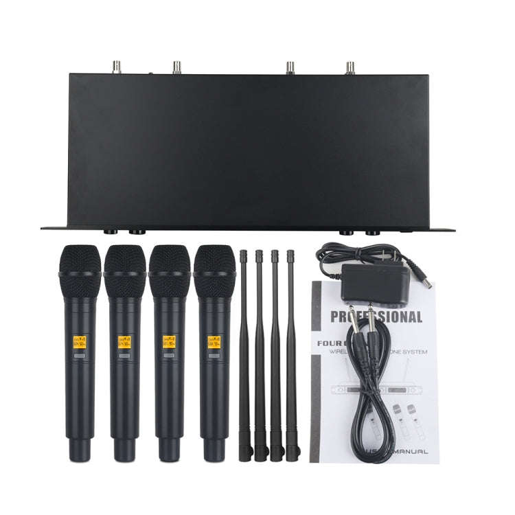 XTUGA A400-H Professional 4-Channel UHF Wireless Microphone System with 4 Handheld Microphone(US ...