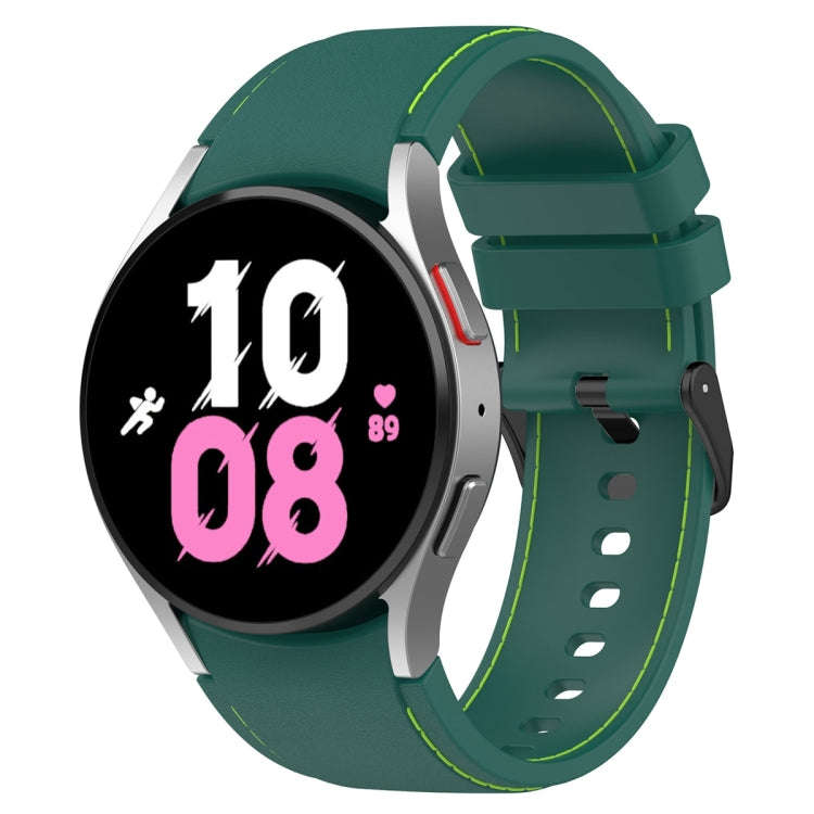 For Samsung Galaxy Watch 6 / 6 Classic Leather Black Buckle Silicone Watch Band, Size:L Size(Dark...